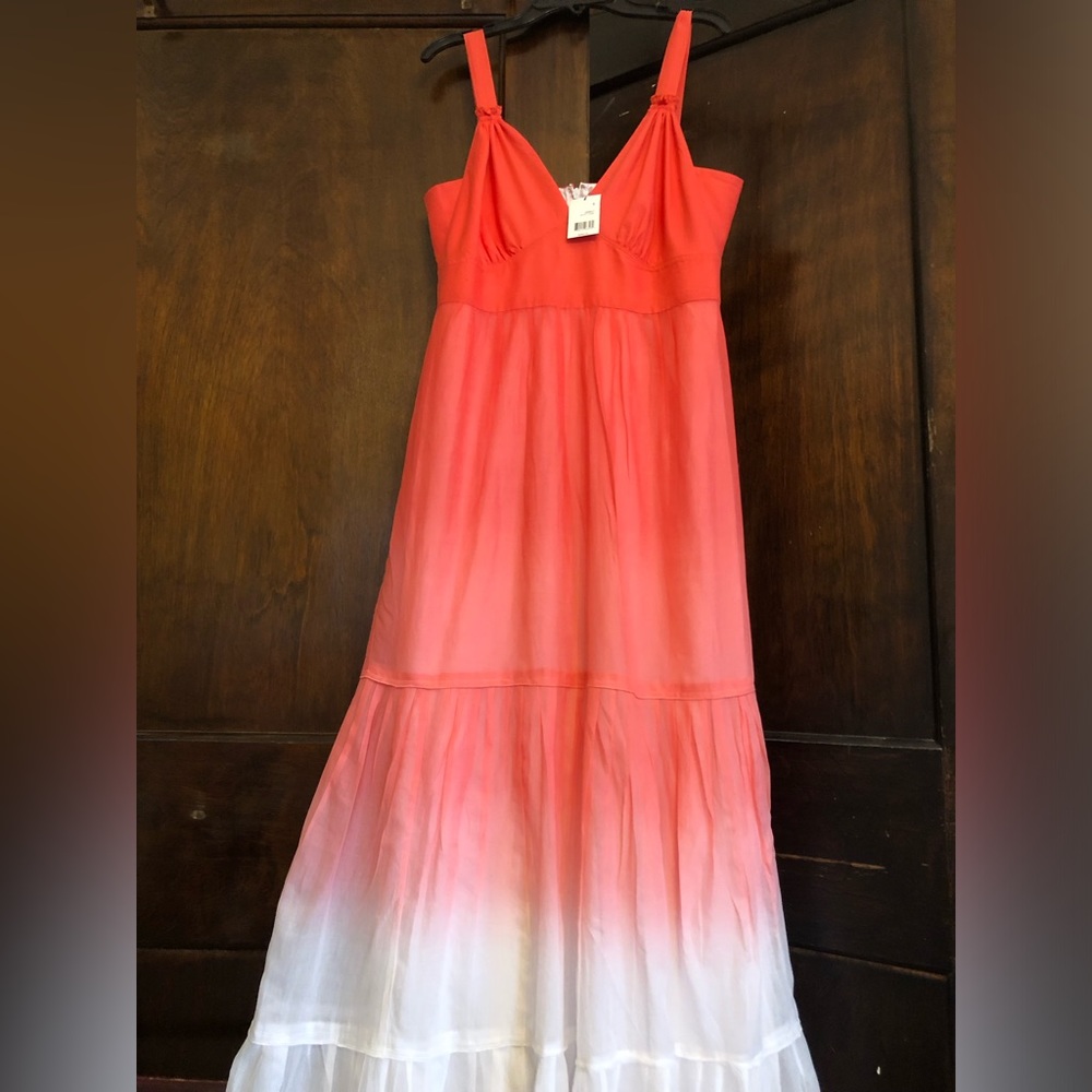 NWT-  Tahari Coral to White Ombre Maxi Dress